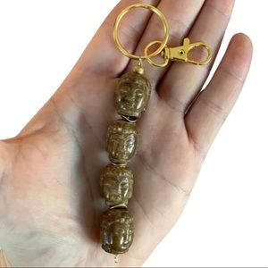 Buddha carved agate handmade keychain